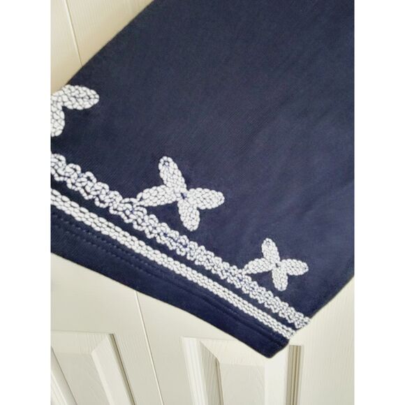 J. JILL L Navy White Embroidered Trim BOHO Tunic Round Neck NWT RV $79 - Picture 4 of 9